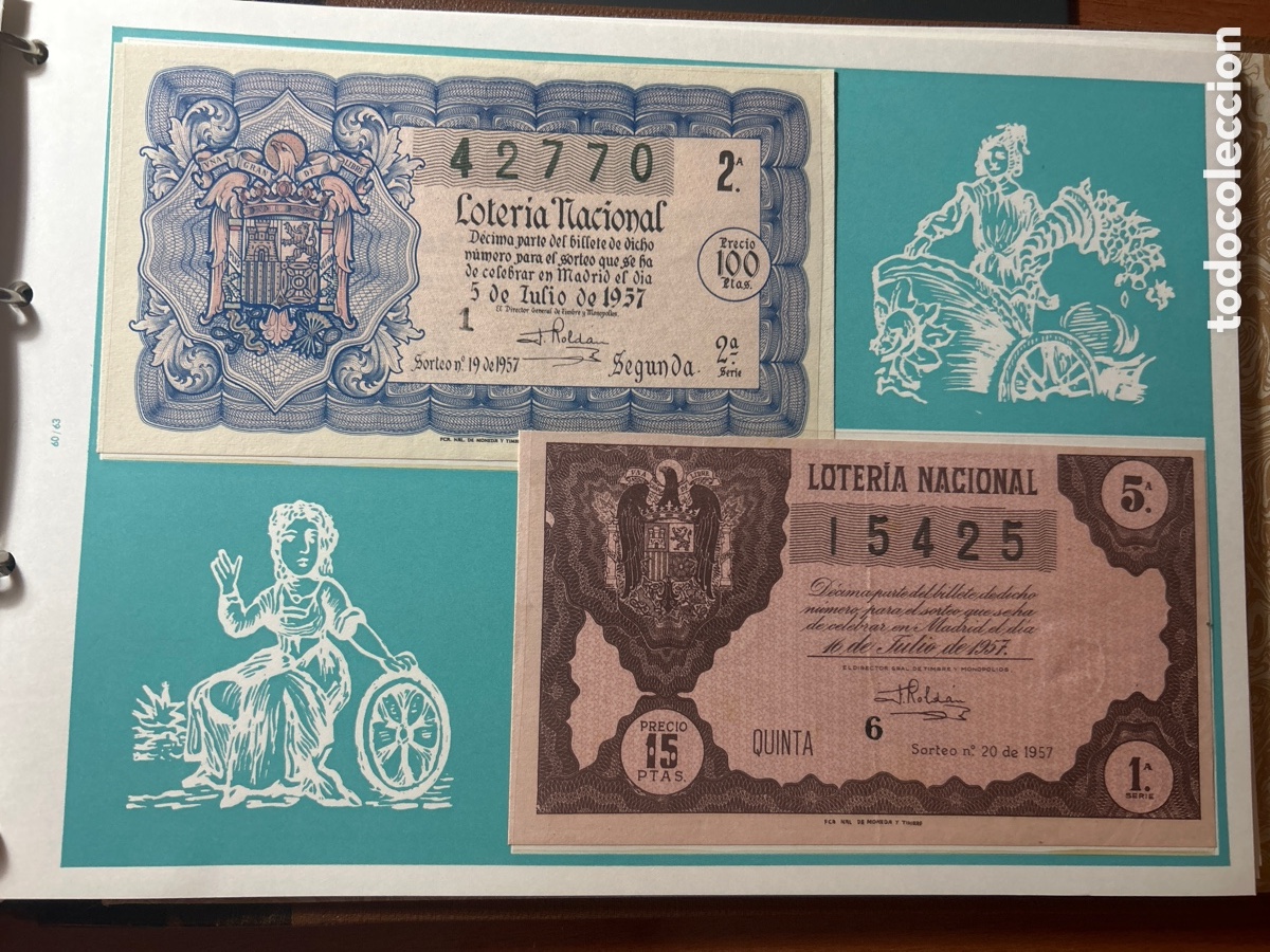 Cupones ONCE: Loteria A&ntilde;o 1957 Completo con 36 Sorteos - Foto 10