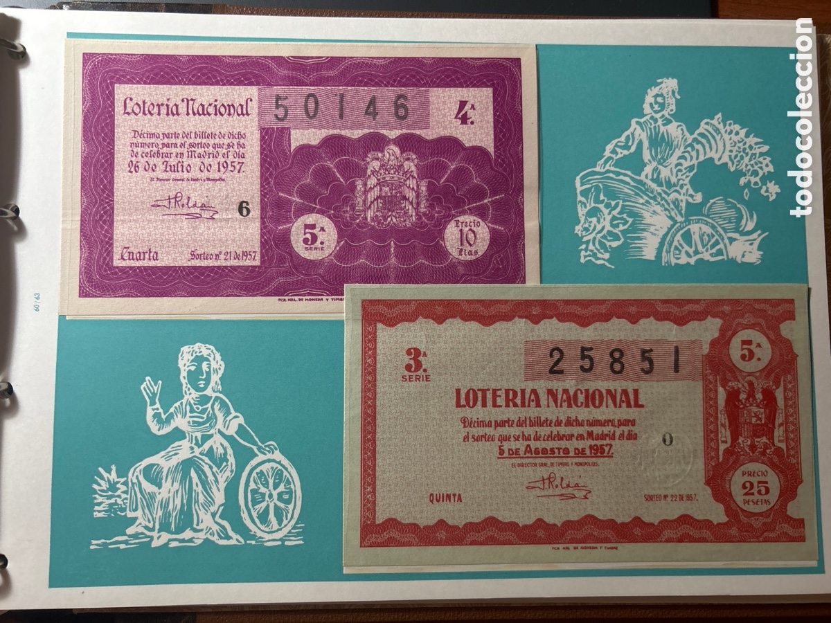 Cupones ONCE: Loteria A&ntilde;o 1957 Completo con 36 Sorteos - Foto 11