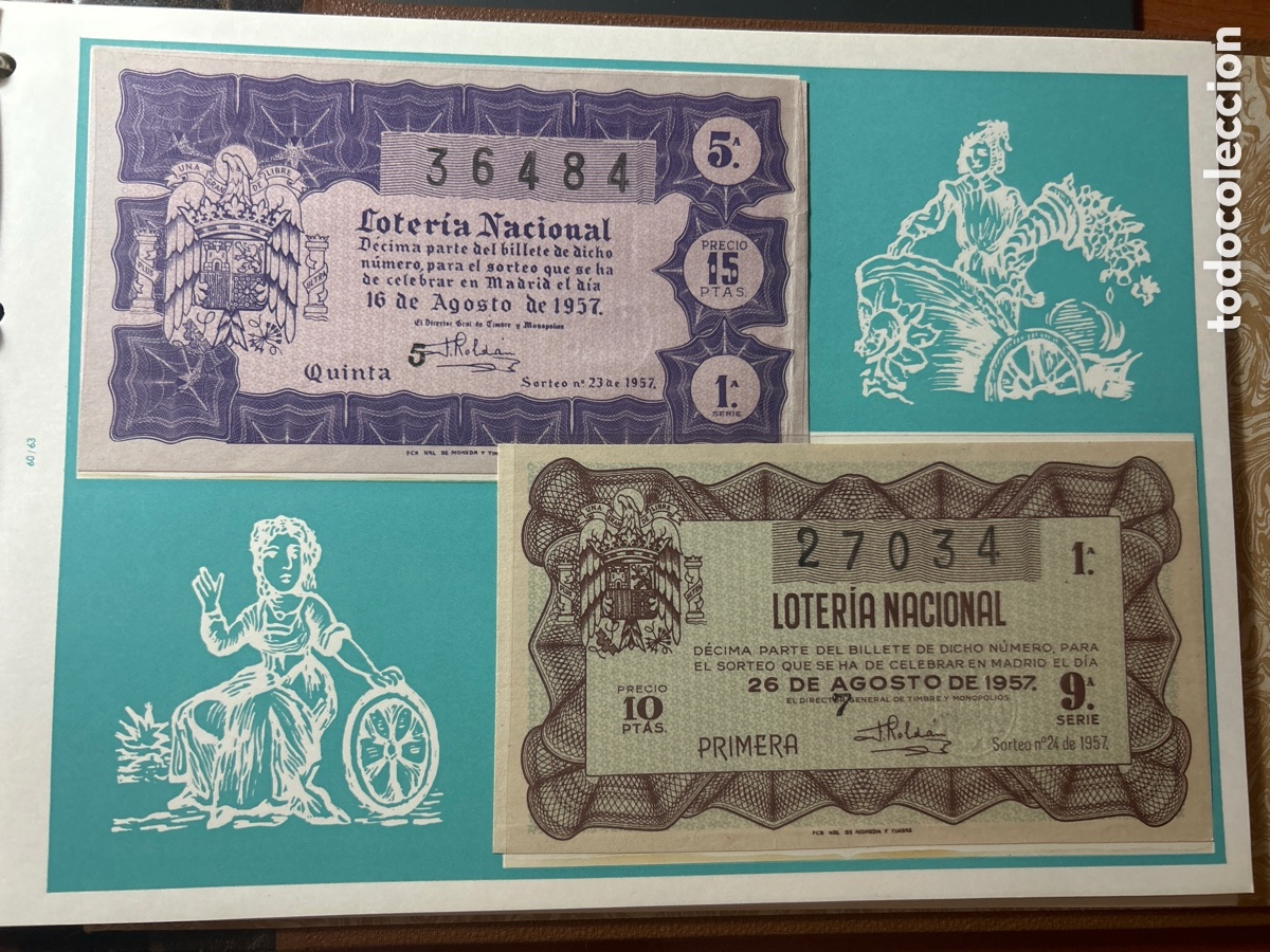 Cupones ONCE: Loteria A&ntilde;o 1957 Completo con 36 Sorteos - Foto 12