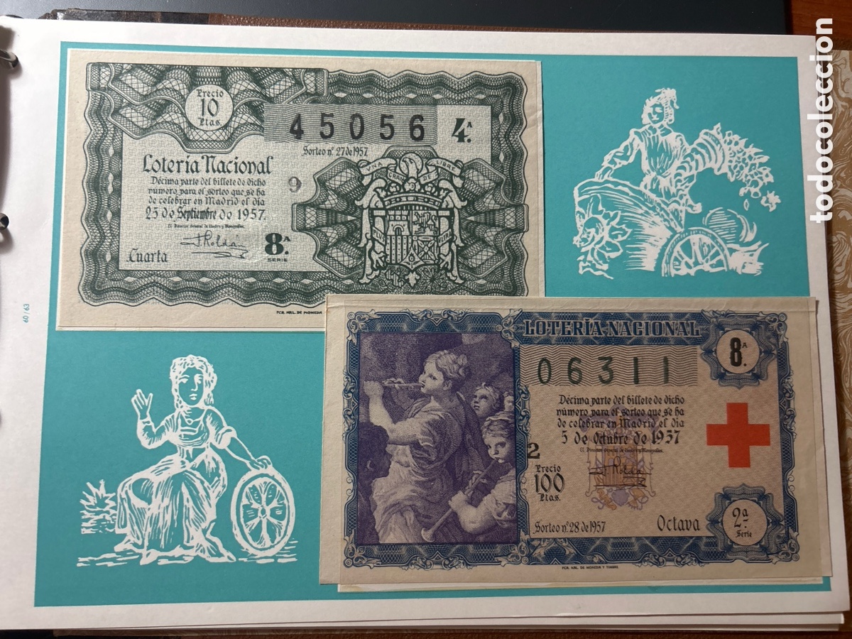 Cupones ONCE: Loteria A&ntilde;o 1957 Completo con 36 Sorteos - Foto 14