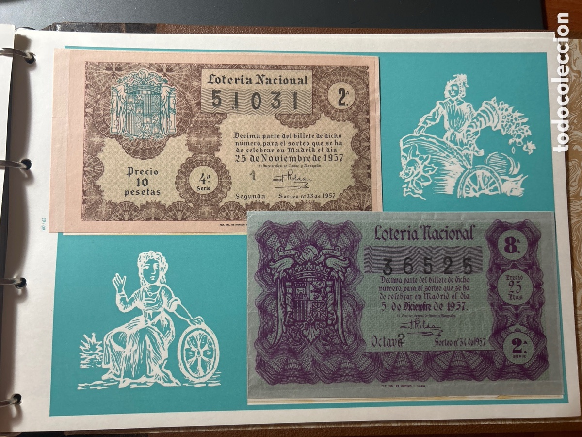 Cupones ONCE: Loteria A&ntilde;o 1957 Completo con 36 Sorteos - Foto 17