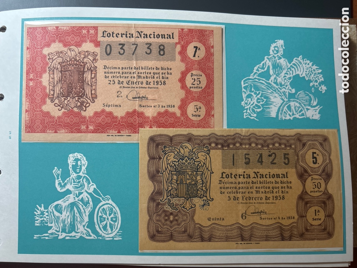 Cupones ONCE: Loteria A&ntilde;o 1958 Completo con 36 Sorteos - Foto 2