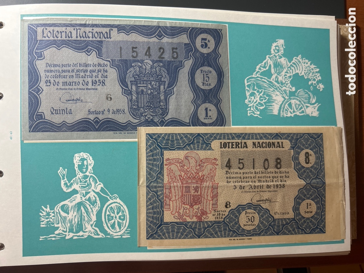 Cupones ONCE: Loteria A&ntilde;o 1958 Completo con 36 Sorteos - Foto 5