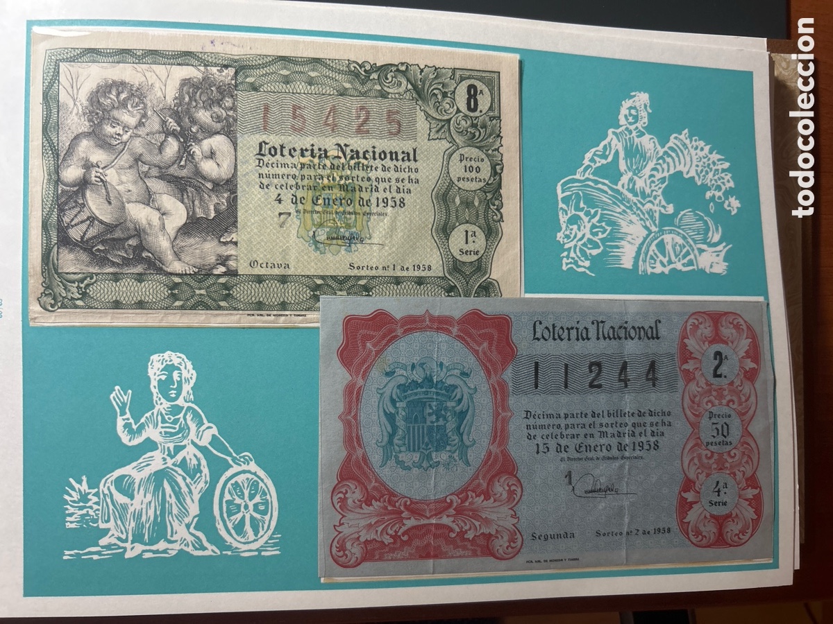 Cupones ONCE: Loteria A&ntilde;o 1958 Completo con 36 Sorteos - Foto 1