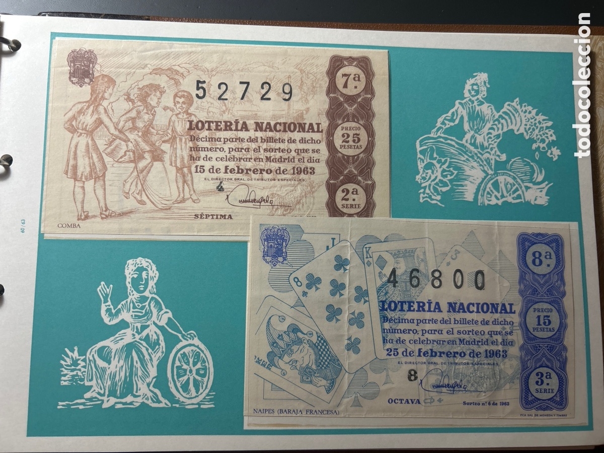 Cupones ONCE: Loteria A&ntilde;o 1963 Completo con 36 Sorteos - Foto 3