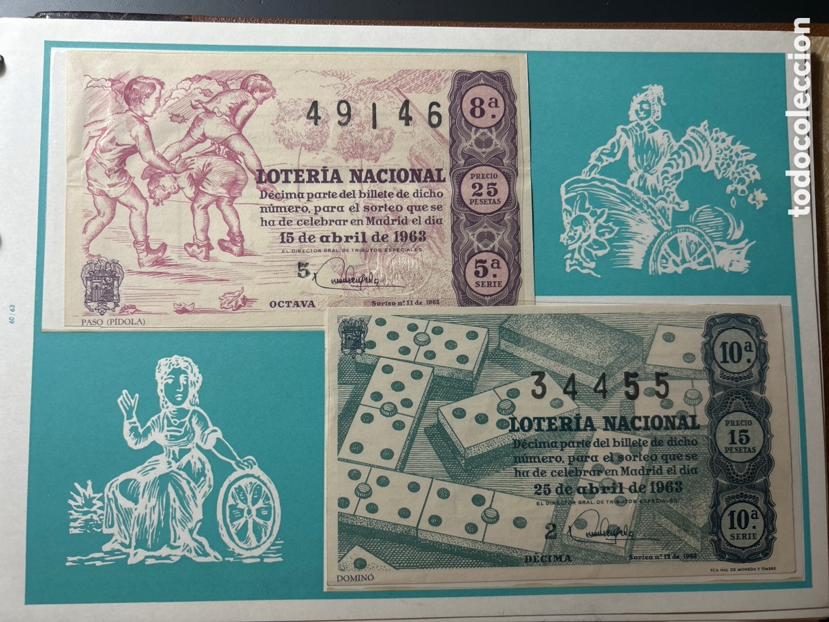 Cupones ONCE: Loteria A&ntilde;o 1963 Completo con 36 Sorteos - Foto 6