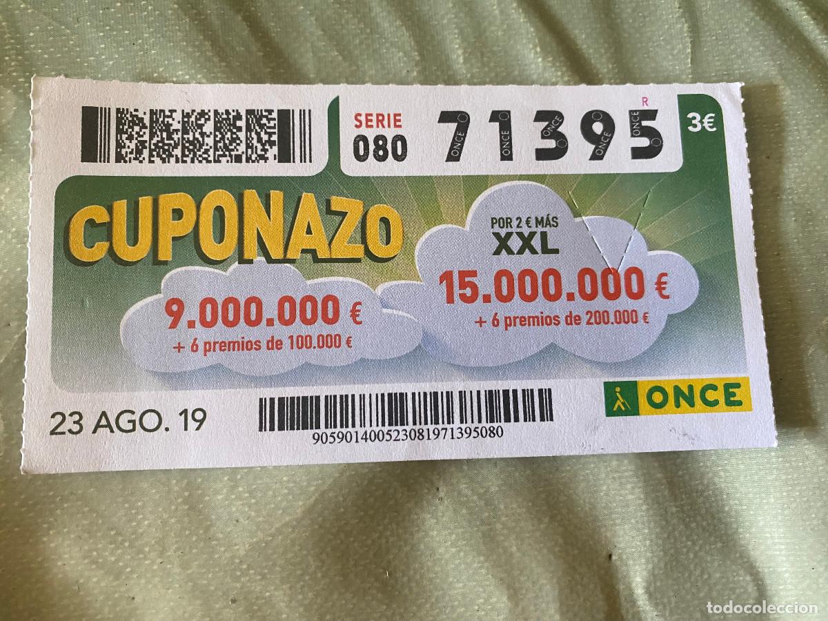 Cupones ONCE: Cup&oacute;n de la Once. 23 de Agosto de 2019. N&ordm; 71395. Cuponazo Viernes. Buen estado.