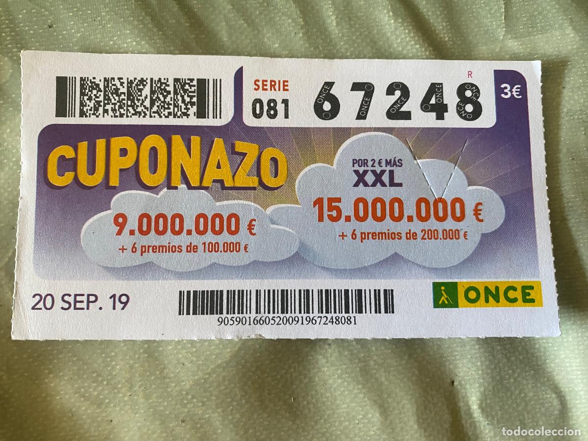 Cupones ONCE: Cup&oacute;n de la Once. 20 de Septiembre de 2019. N&ordm; 67248. Cuponazo Viernes. Buen estado.