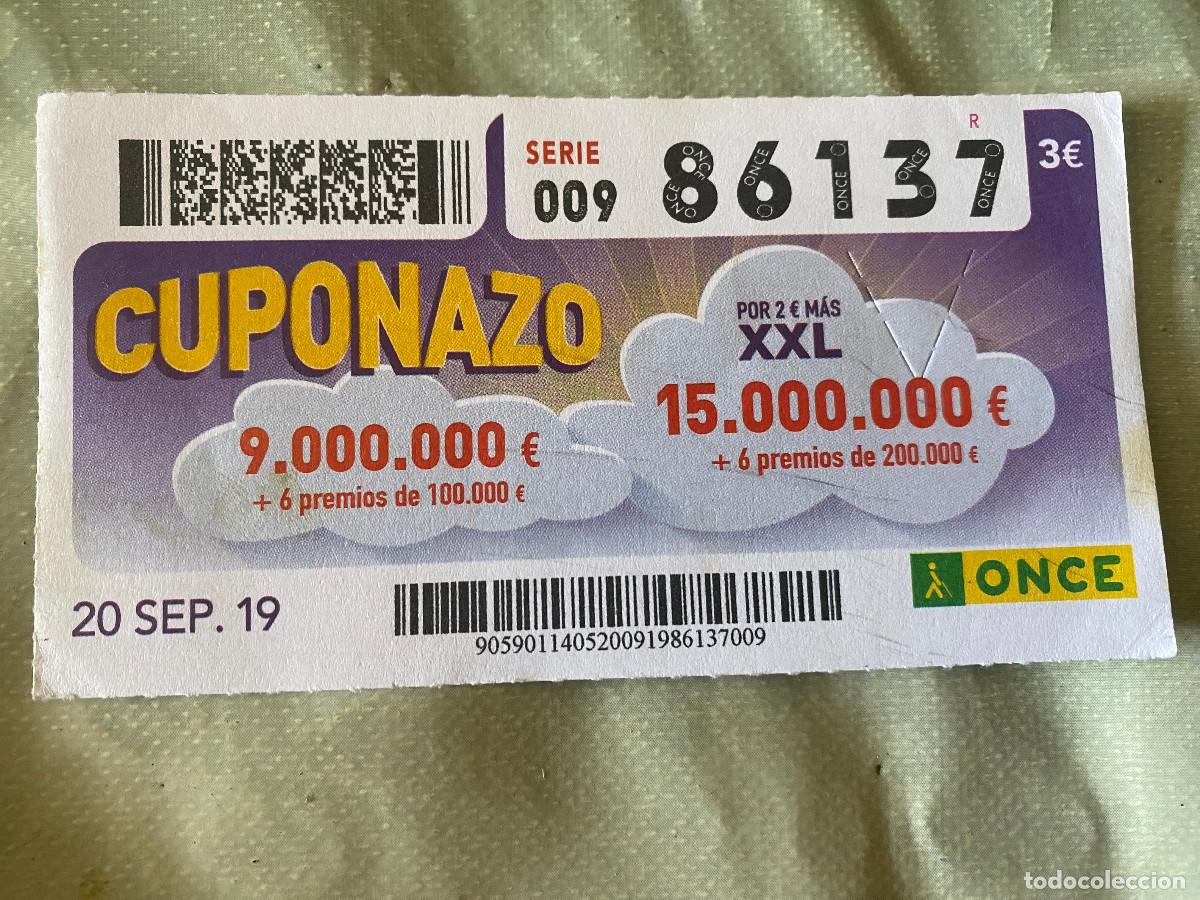 ONCE Coupons: Cup&oacute;n de la Once. 20 de Septiembre de 2019. N&ordm; 86137. Cuponazo Viernes. Buen estado.