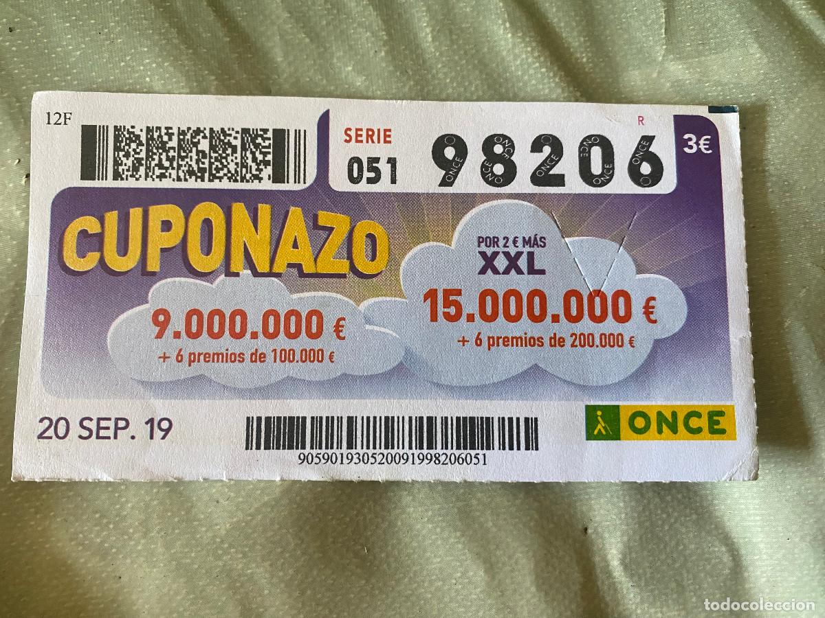 ONCE Coupons: Cup&oacute;n de la Once. 20 de Septiembre de 2019. N&ordm; 98206. Cuponazo Viernes. Buen estado.