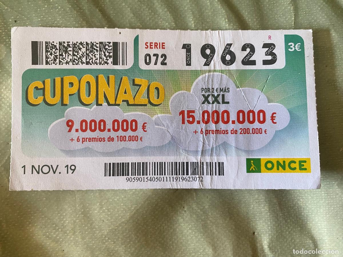 ONCE Coupons: Cup&oacute;n de la Once. 01 de Noviembre de 2019. N&ordm; 19623. Cuponazo Viernes. Buen estado.