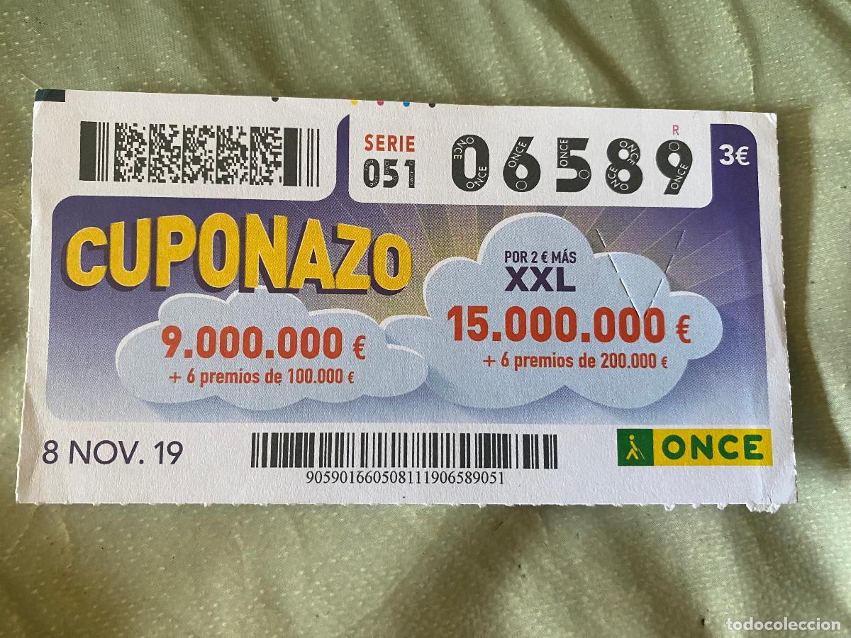 ONCE Coupons: Cup&oacute;n de la Once. 08 de Noviembre de 2019. N&ordm; 06589. Cuponazo Viernes. Buen estado.