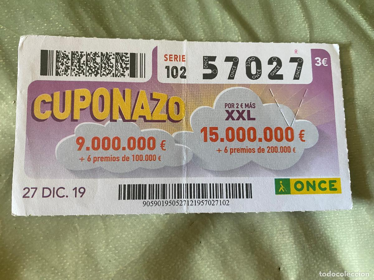 Cupones ONCE: Cup&oacute;n de la Once. 27 de Diciembre de 2019. N&ordm; 57027. Cuponazo Viernes. Buen estado.