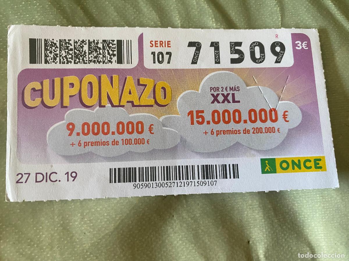 Cupones ONCE: Cup&oacute;n de la Once. 27 de Diciembre de 2019. N&ordm; 71509. Cuponazo Viernes. Buen estado.