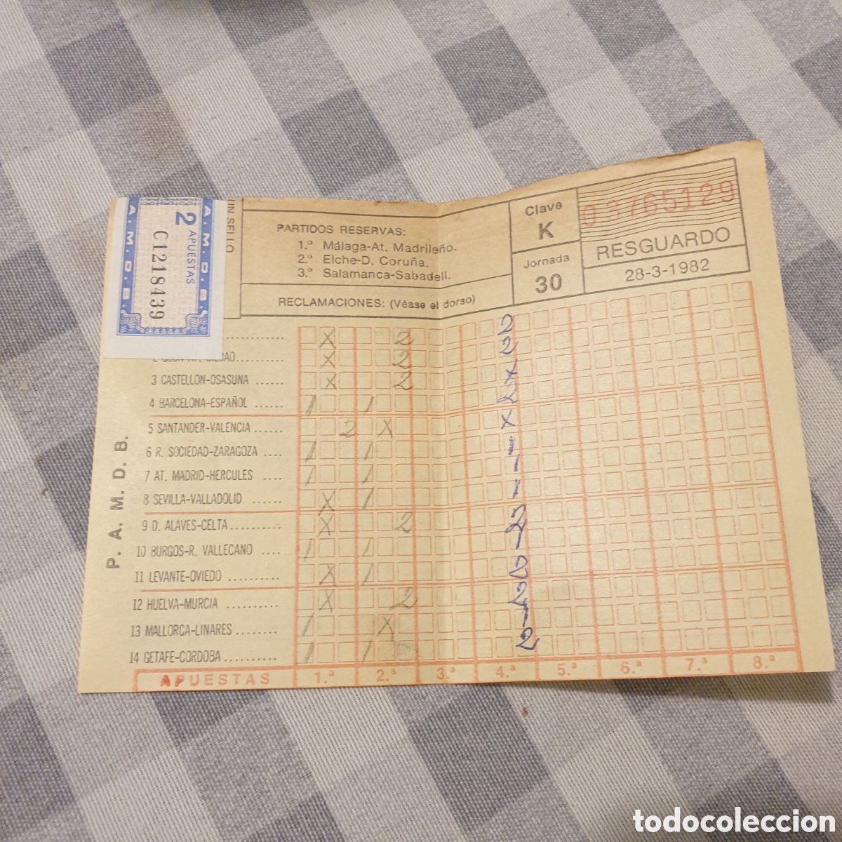 Cupones ONCE: Billete quiniela a&ntilde;o 1982 - Foto 1