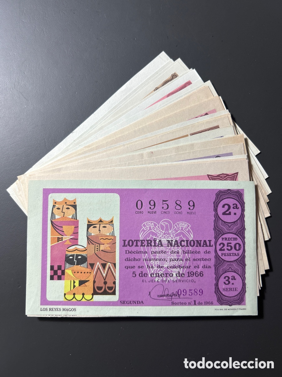 Cupones ONCE: Loteria A&ntilde;o 1966 Completo con 36 sorteos - Foto 1