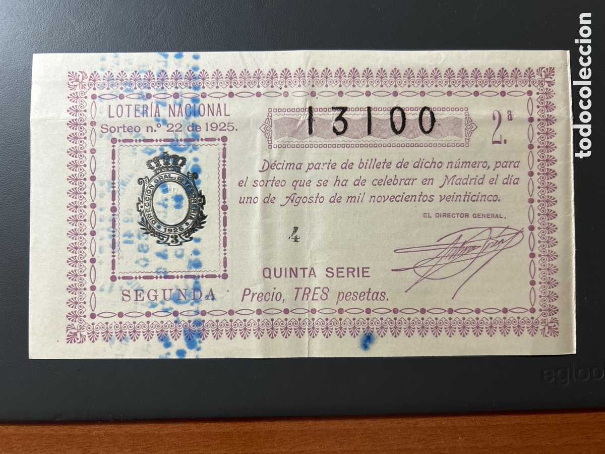 Cupones ONCE: Loteria A&ntilde;o 1925 Sorteo 22 - Foto 1