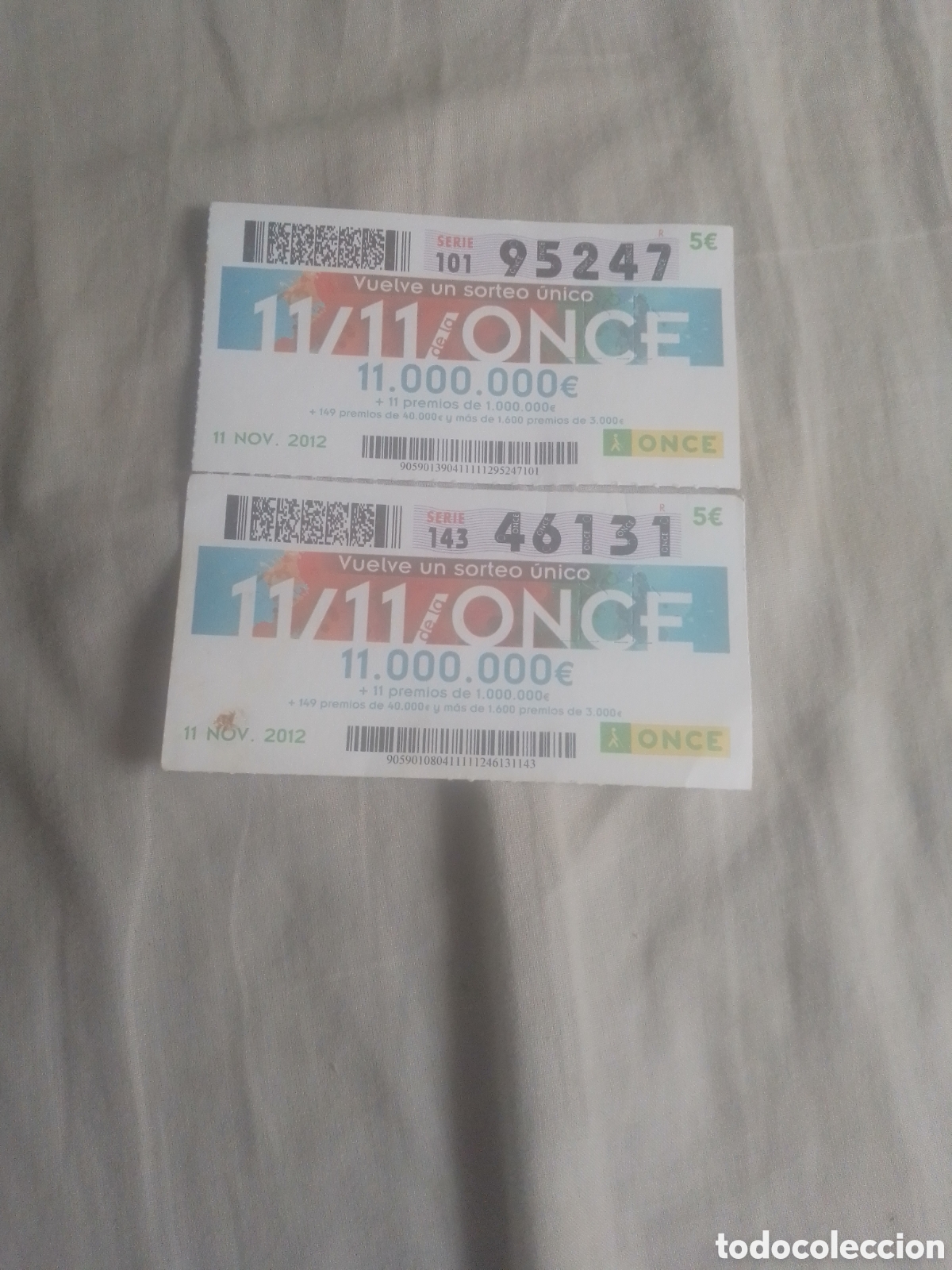 Cupones ONCE: DOS CUPONES DEL SORTEO 11 DEL 11 DEL 11 - Foto 1
