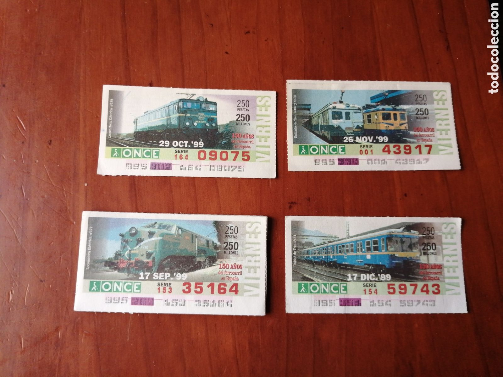 Cupones ONCE: CUPON ONCE 150 A&Ntilde;OS DEL FERROCARRIL EN ESPA&Ntilde;A 1999