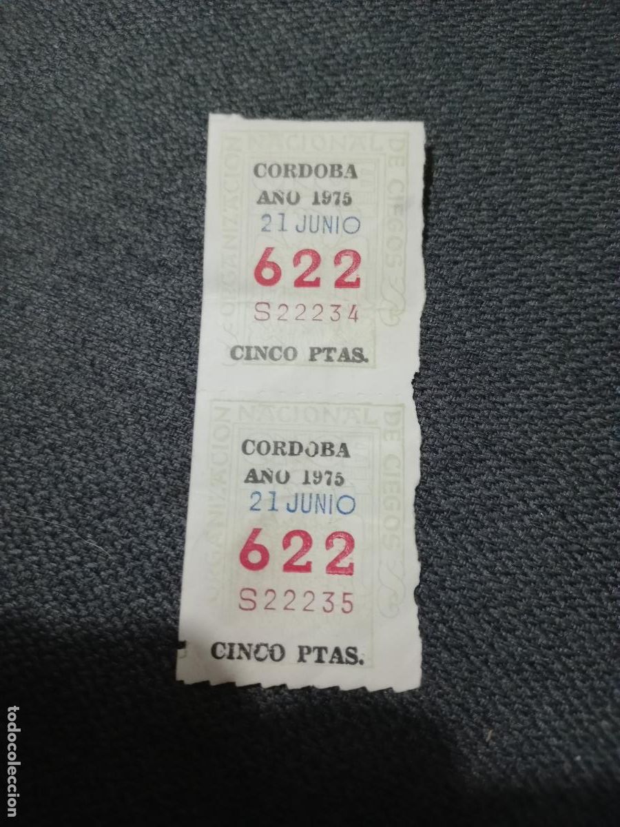 Cupones ONCE: ONCE. 2 cupones. C&oacute;doba 21 Junio 1975 - Foto 1