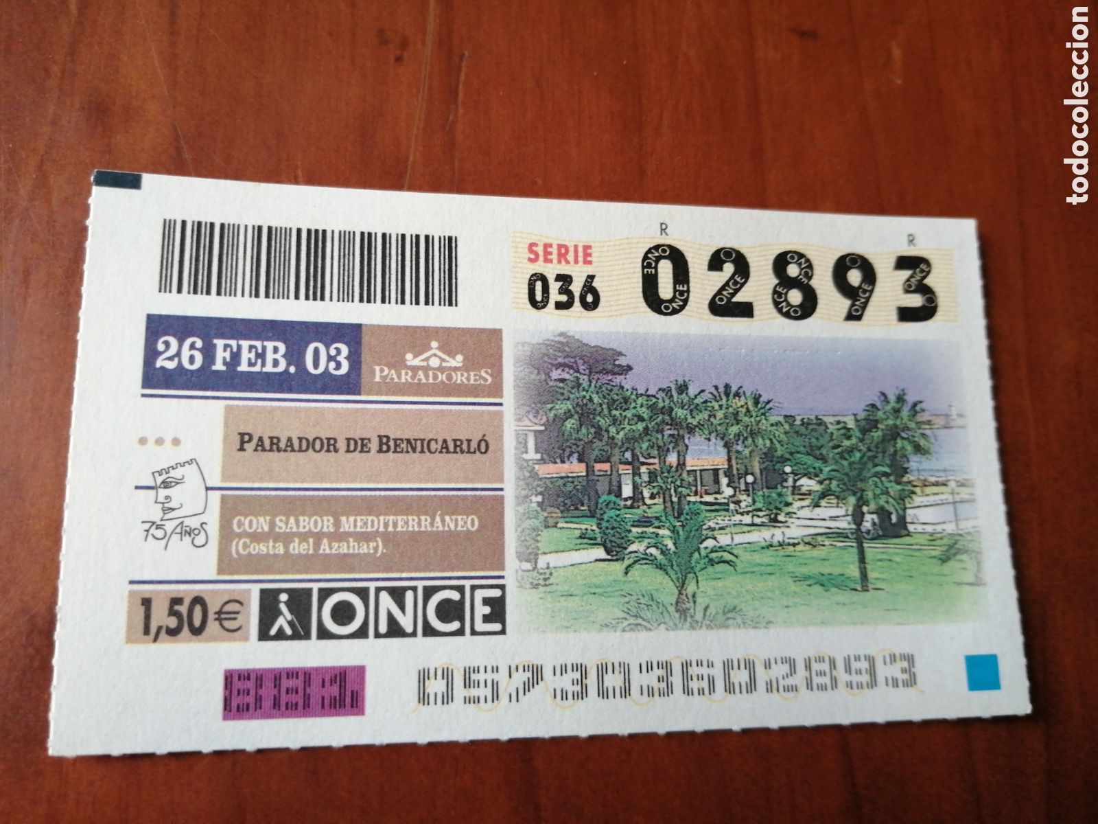 Bilhetes ONCE: CUPON ONCE PARADORES 2003 PARADOR DE BENICARLO