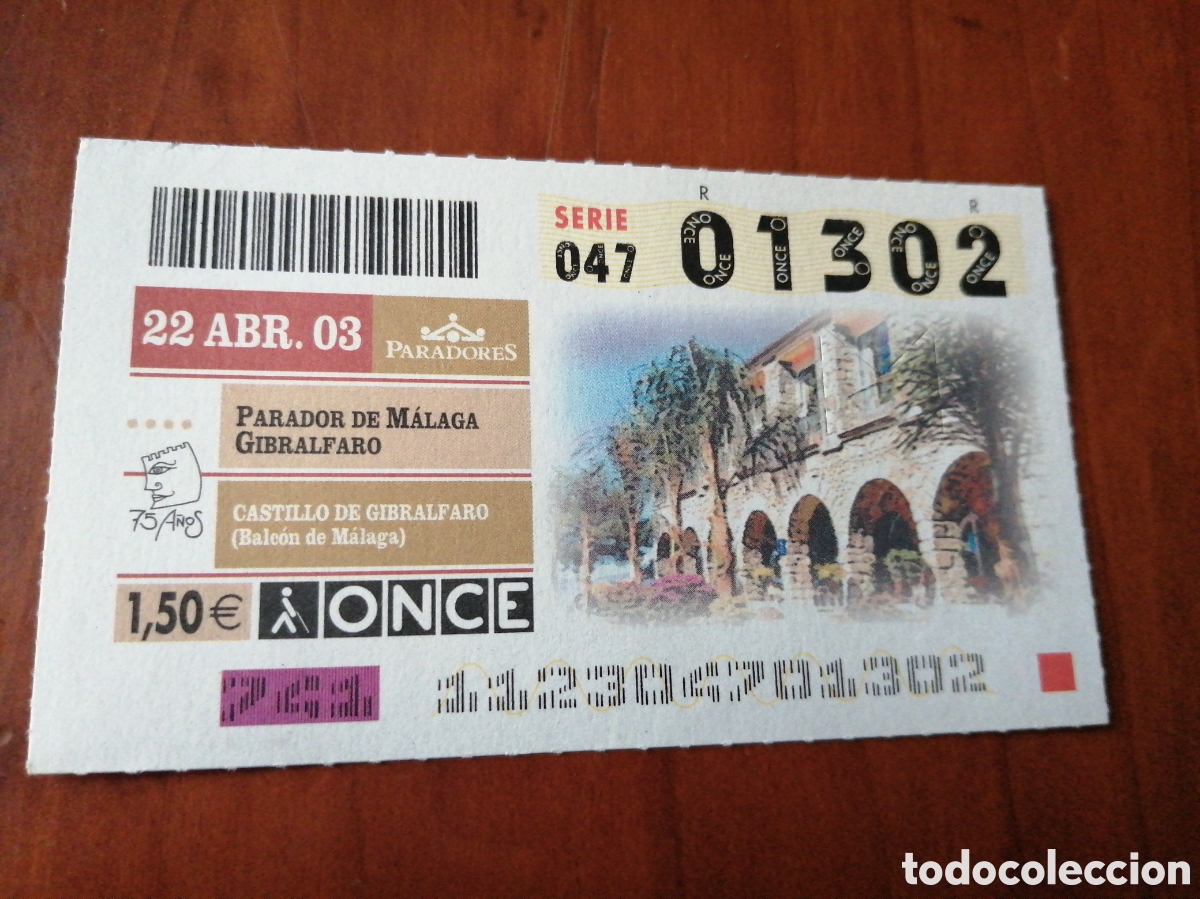 ONCE Coupons: CUPON ONCE PARADORES 2003 PARADOR DE MALAGA GIBRALFARO
