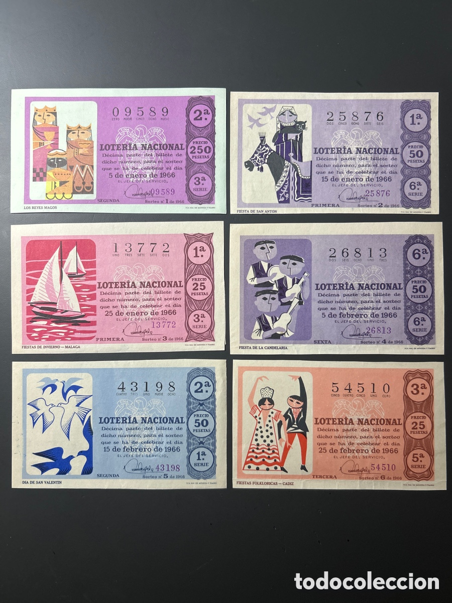 Cupones ONCE: Loteria A&ntilde;o 1966 Completo con 36 sorteos - Foto 2