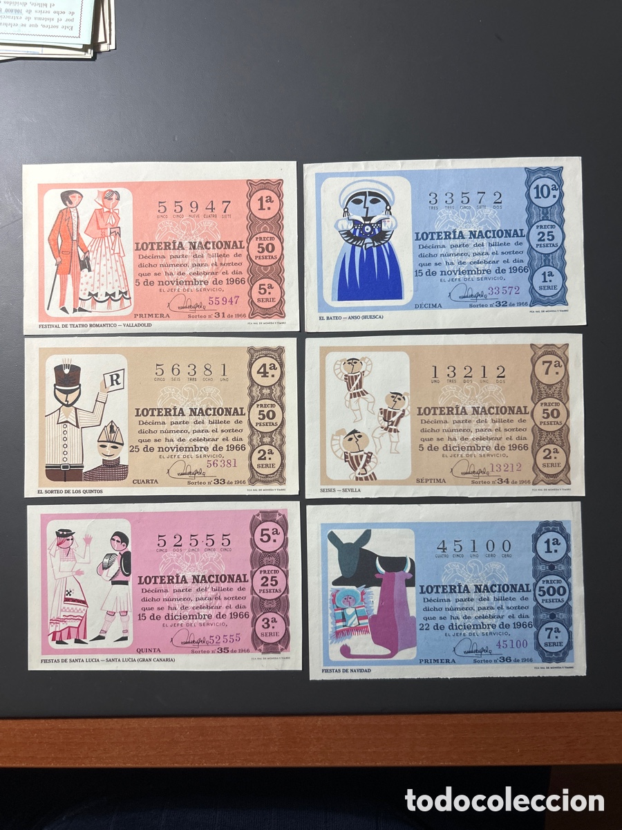 Cupones ONCE: Loteria A&ntilde;o 1966 Completo con 36 sorteos - Foto 7