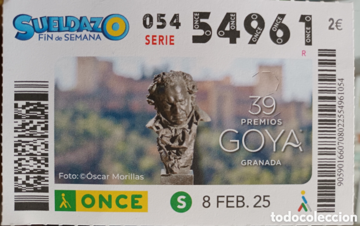 Cupones ONCE: CUPON ONCE. 39 PREMIOS GOYA. GRANADA - Foto 1