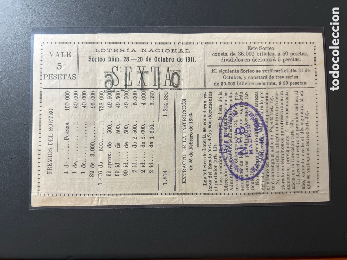 Cupones ONCE: Loteria A&ntilde;o 1911 Sorteo 28 - Foto 2