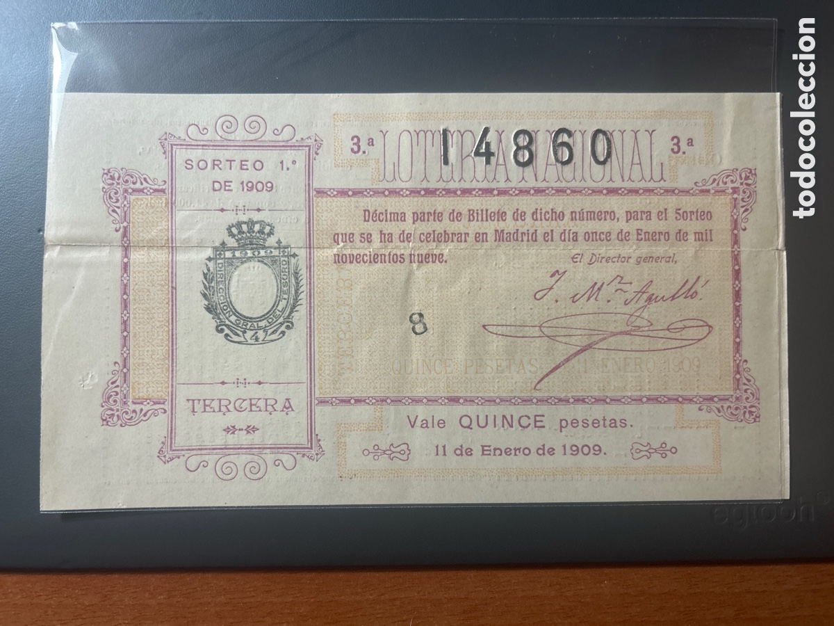 Cupones ONCE: Loteria A&ntilde;o 1909 Sorteo 1 - Foto 1