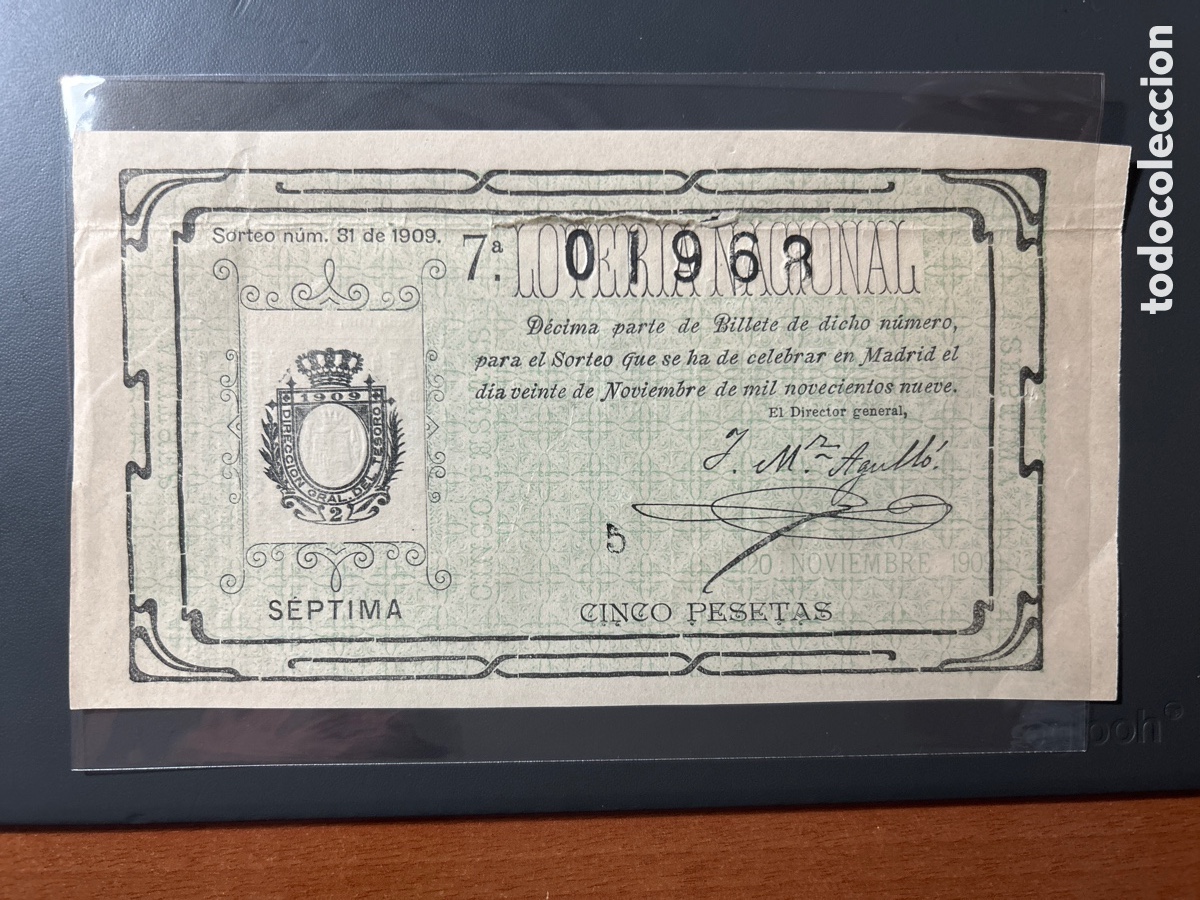 Cupones ONCE: Loteria A&ntilde;o 1909 Sorteo 31 - Foto 1