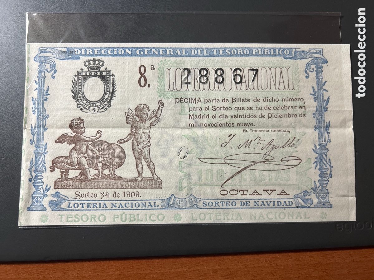 Cupones ONCE: Loteria A&ntilde;o 1909 Sorteo 34 Navidad - Foto 1