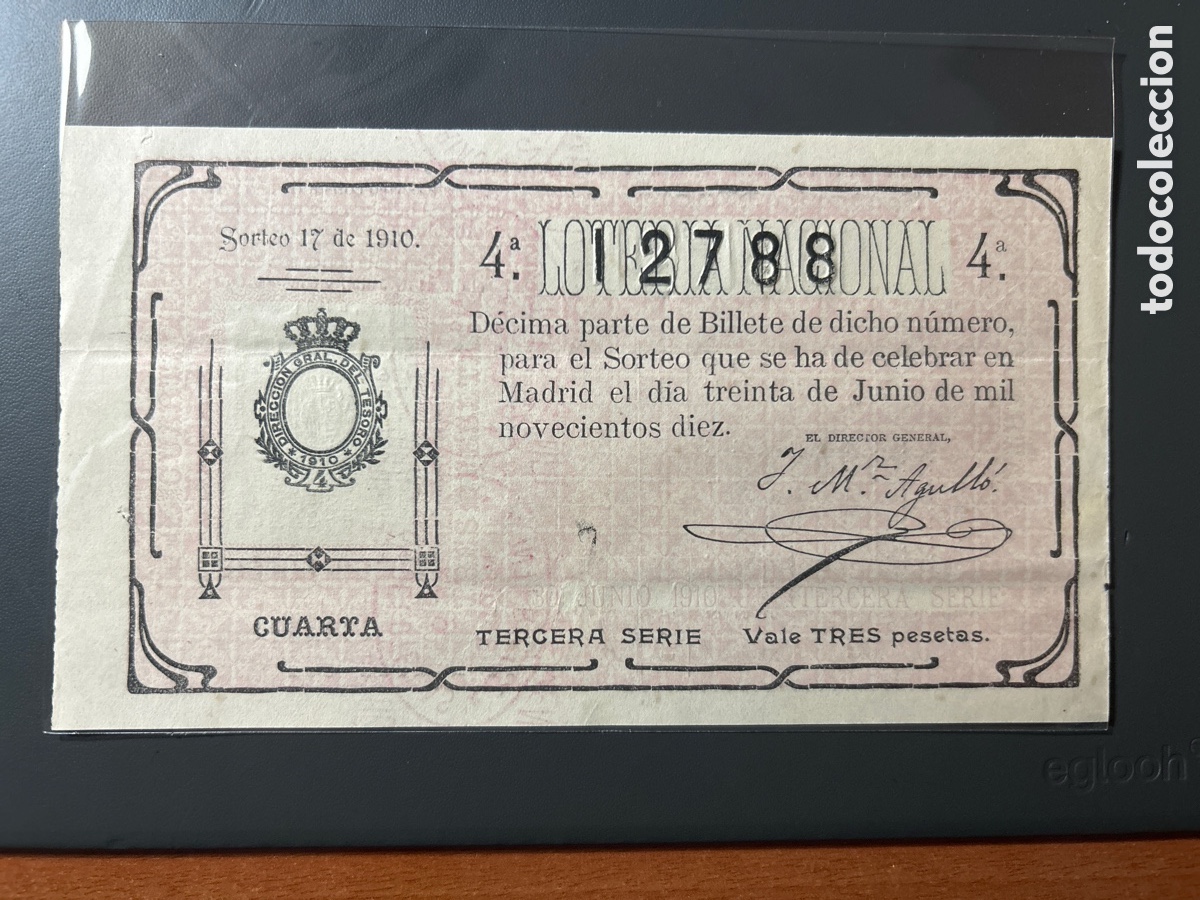Cupones ONCE: Loteria A&ntilde;o 1910 Sorteo 17 - Foto 1