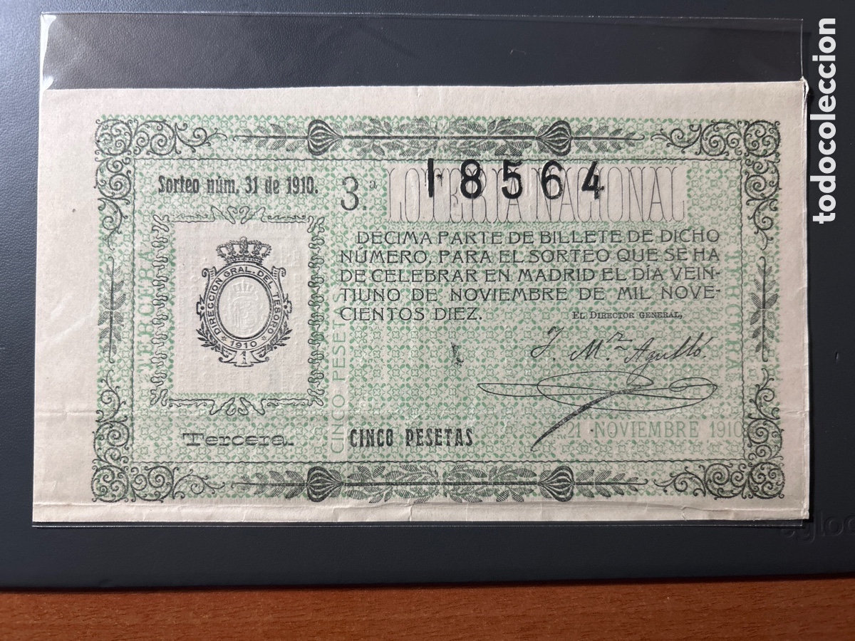Cupones ONCE: Loteria A&ntilde;o 1910 Sorteo 31 - Foto 1