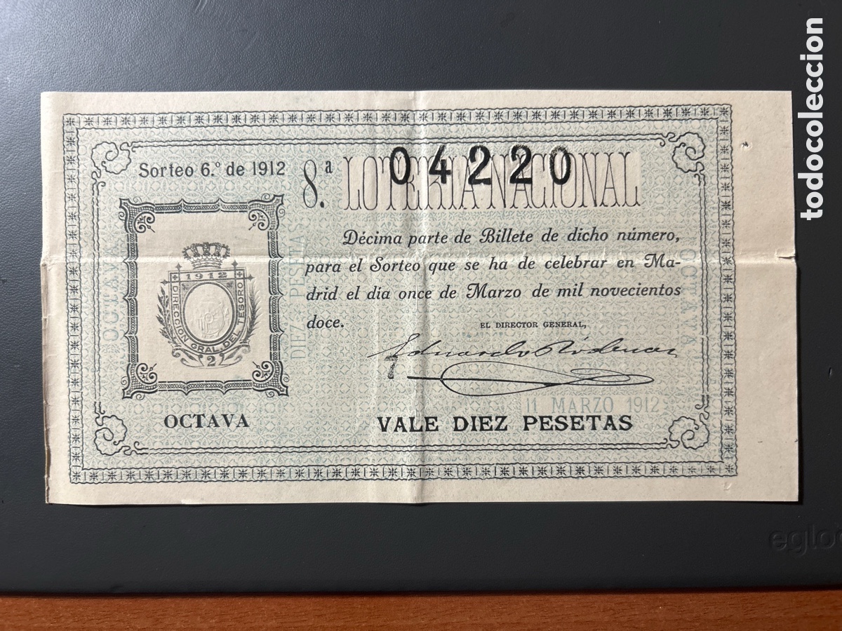 Cupones ONCE: Loteria A&ntilde;o 1912 Sorteo 6 - Foto 1