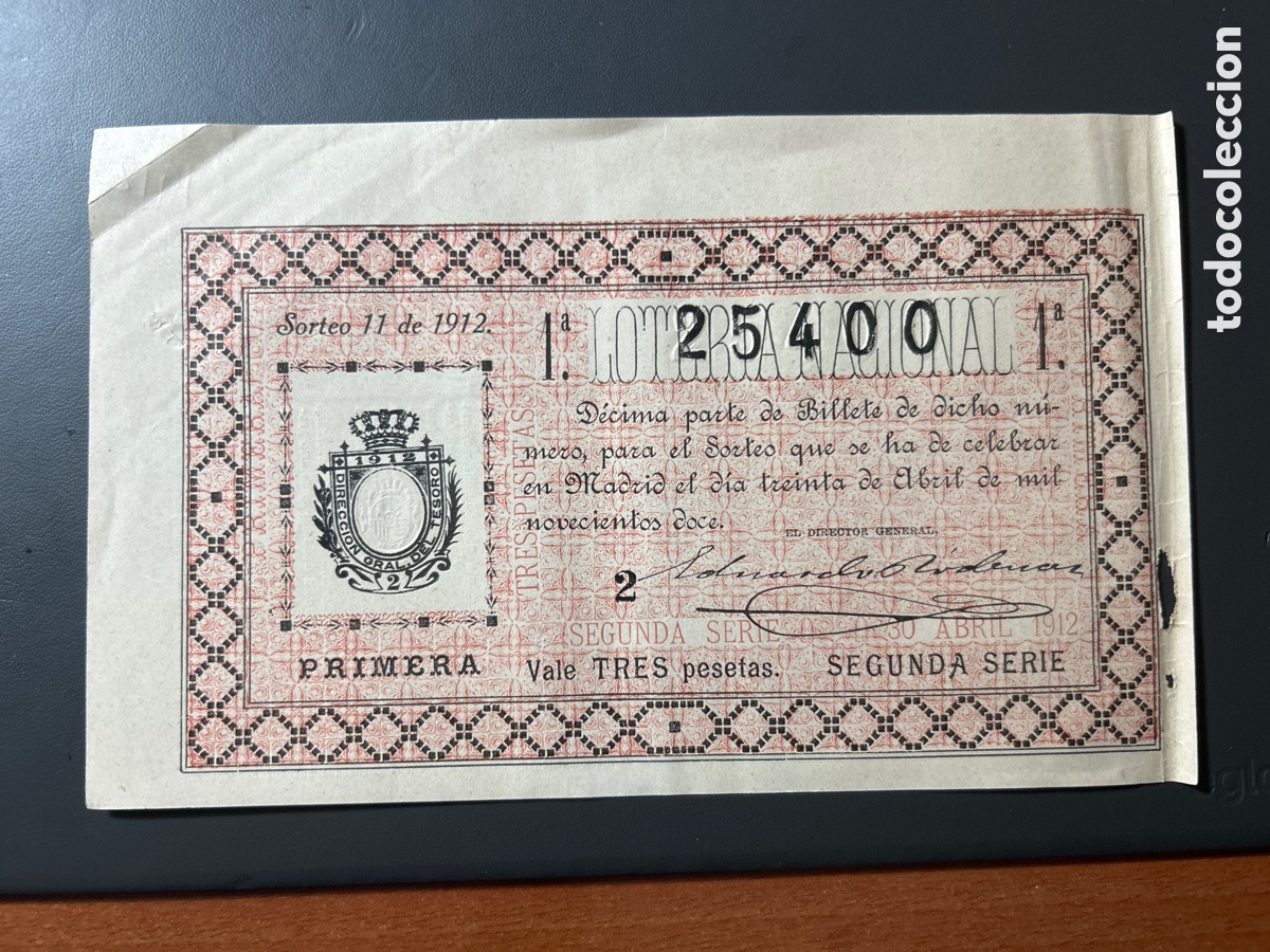 Cupones ONCE: Loteria A&ntilde;o 1912 Sorteo 11 - Foto 1