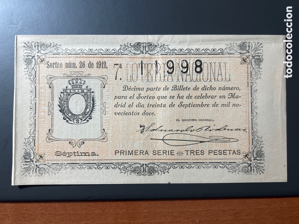 Cupones ONCE: Loteria A&ntilde;o 1912 Sorteo 26 - Foto 1