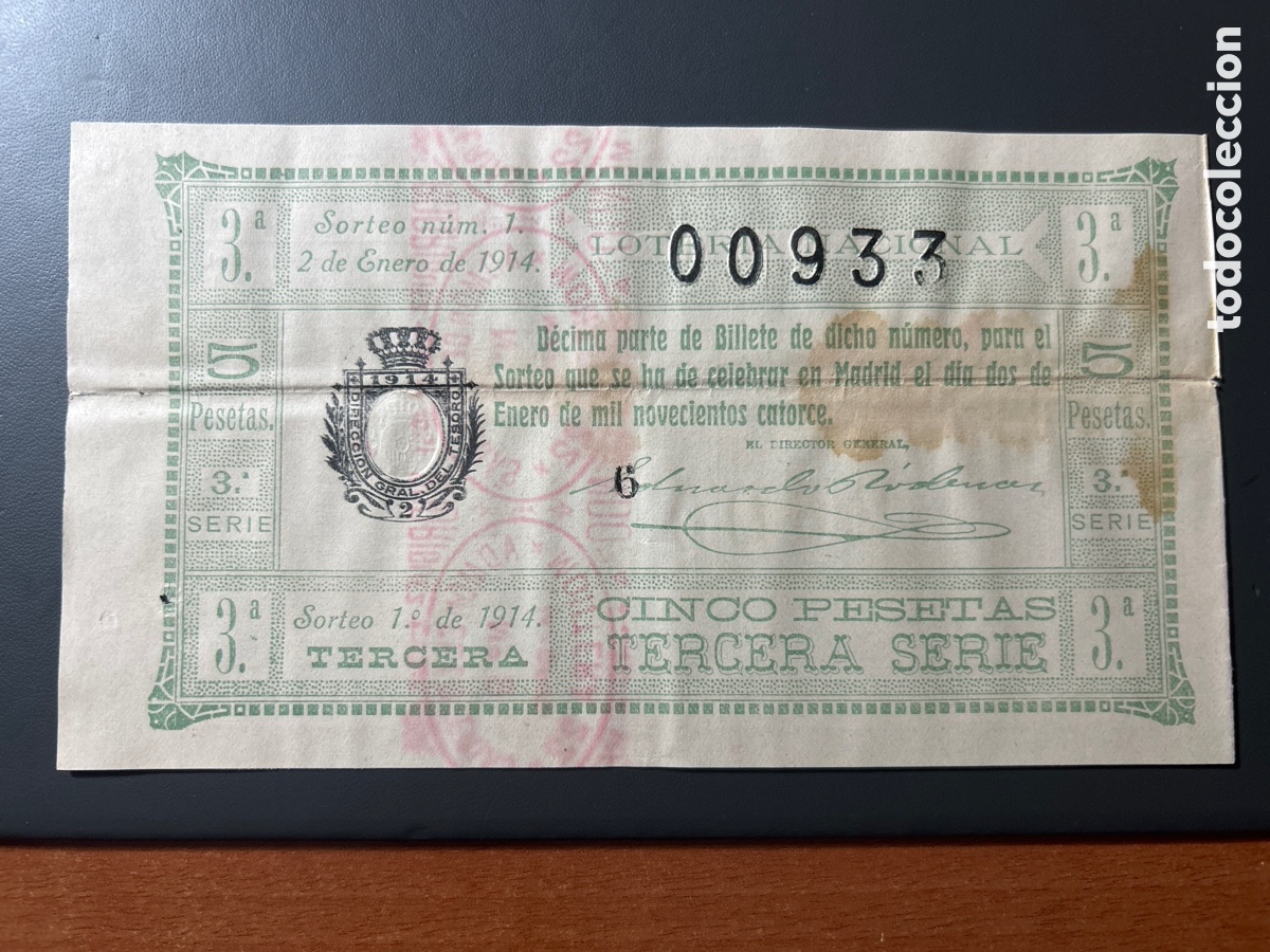 Cupones ONCE: Loteria A&ntilde;o 1914 Sorteo 1 - Foto 1