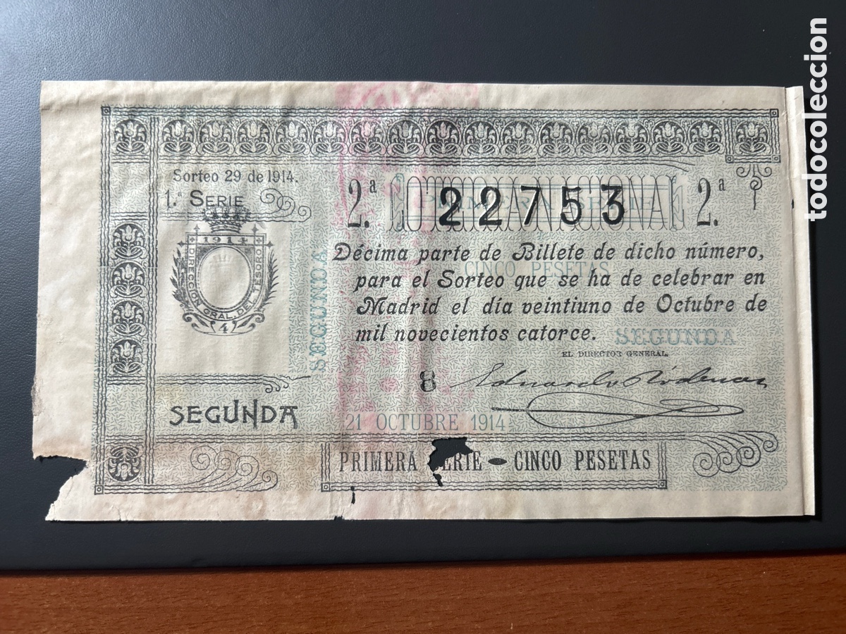 Cupones ONCE: Loteria A&ntilde;o 1914 Sorteo 29 - Foto 1