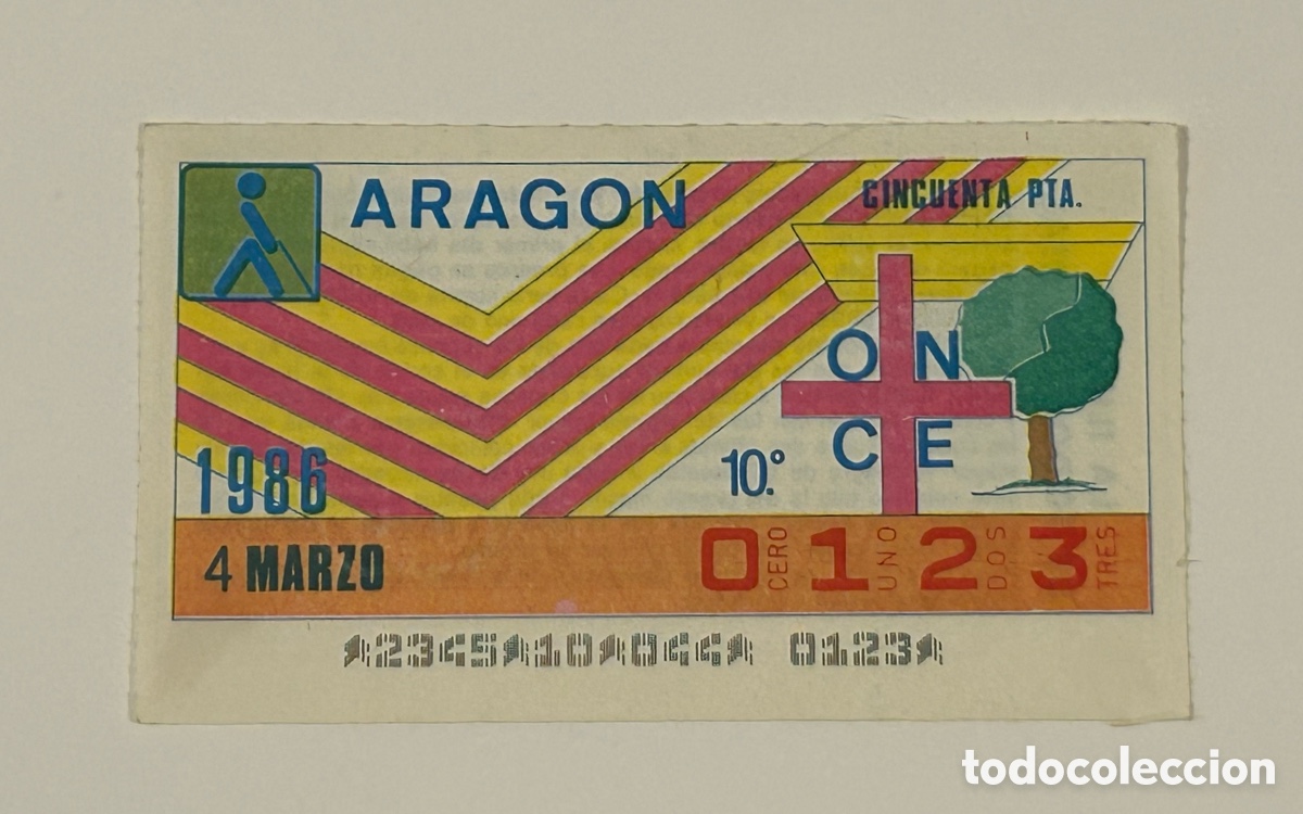 Cupones ONCE: CUP&Oacute;N DE LA ONCE. 4 DE MARZO. 1986. ARAG&Oacute;N - Foto 3