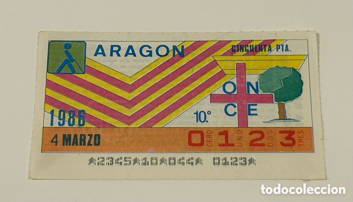 Cupones ONCE: CUP&Oacute;N DE LA ONCE. 4 DE MARZO. 1986. ARAG&Oacute;N - Foto 1