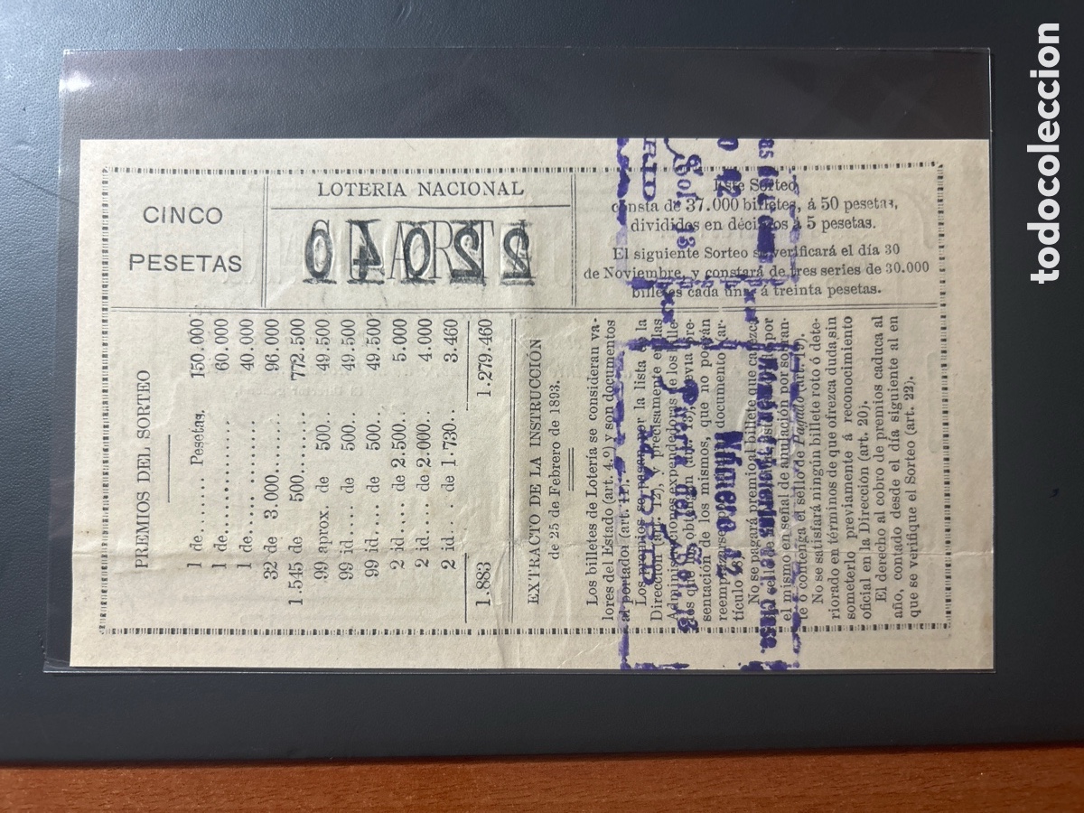 Cupones ONCE: Loteria A&ntilde;o 1909 Sorteo 31 - Foto 2