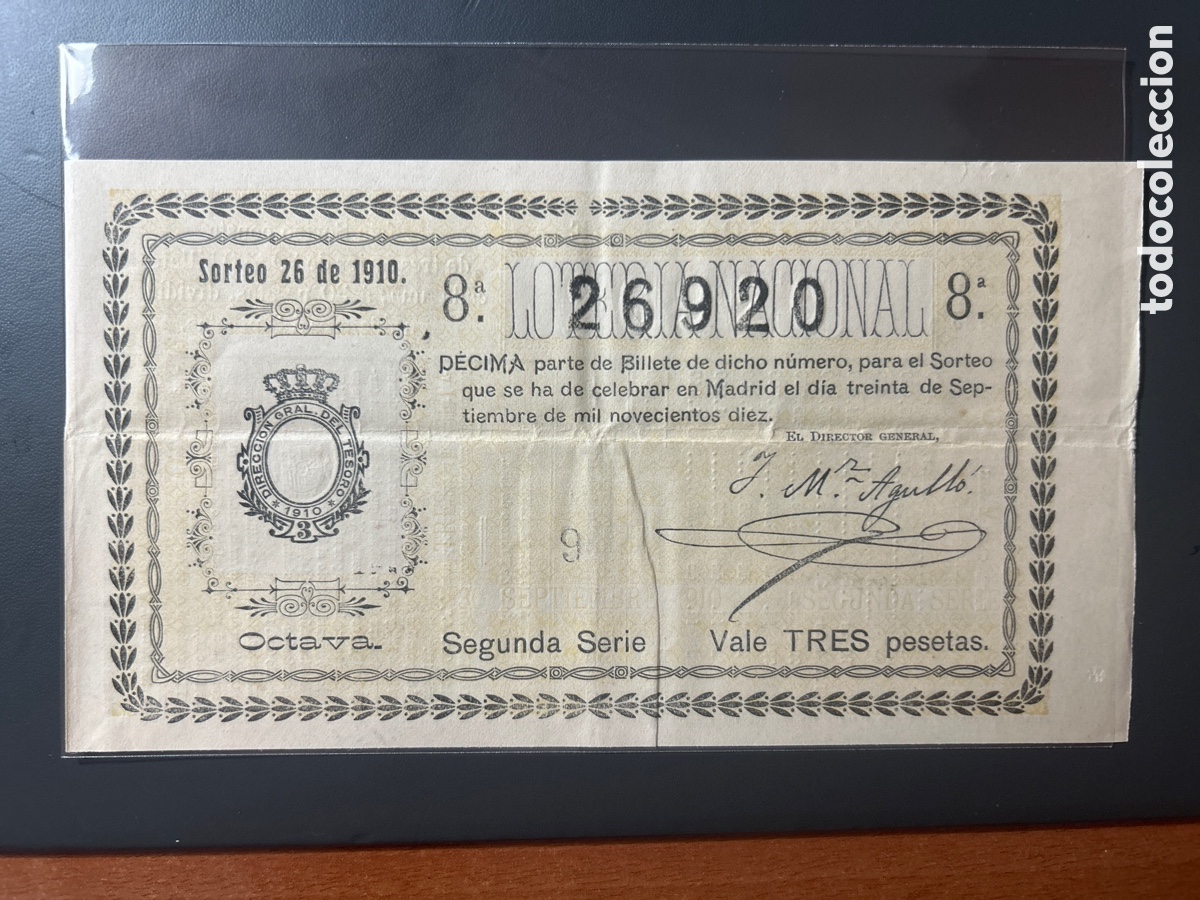 Cupones ONCE: Loteria A&ntilde;o 1910 Sorteo 26 - Foto 1