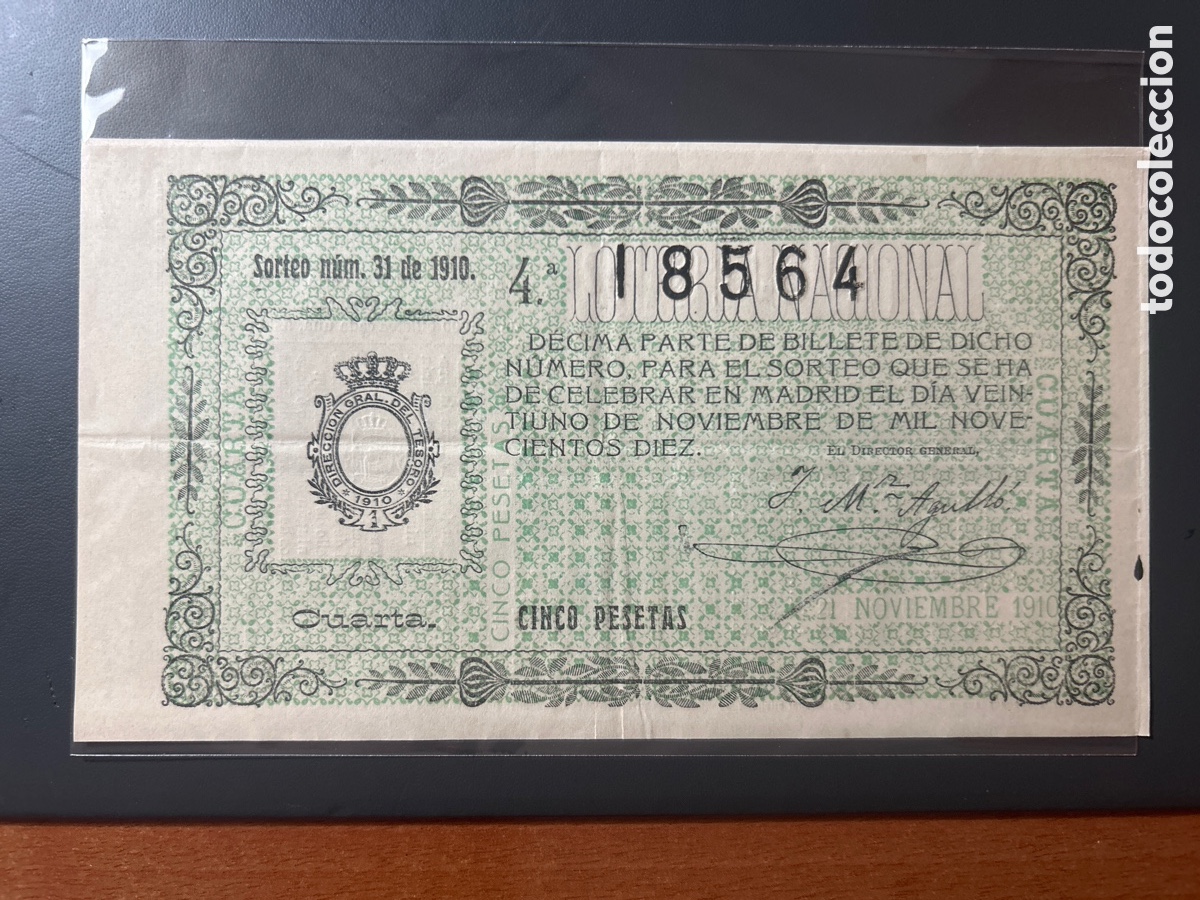 Cupones ONCE: Loteria A&ntilde;o 1910 Sorteo 31 - Foto 1
