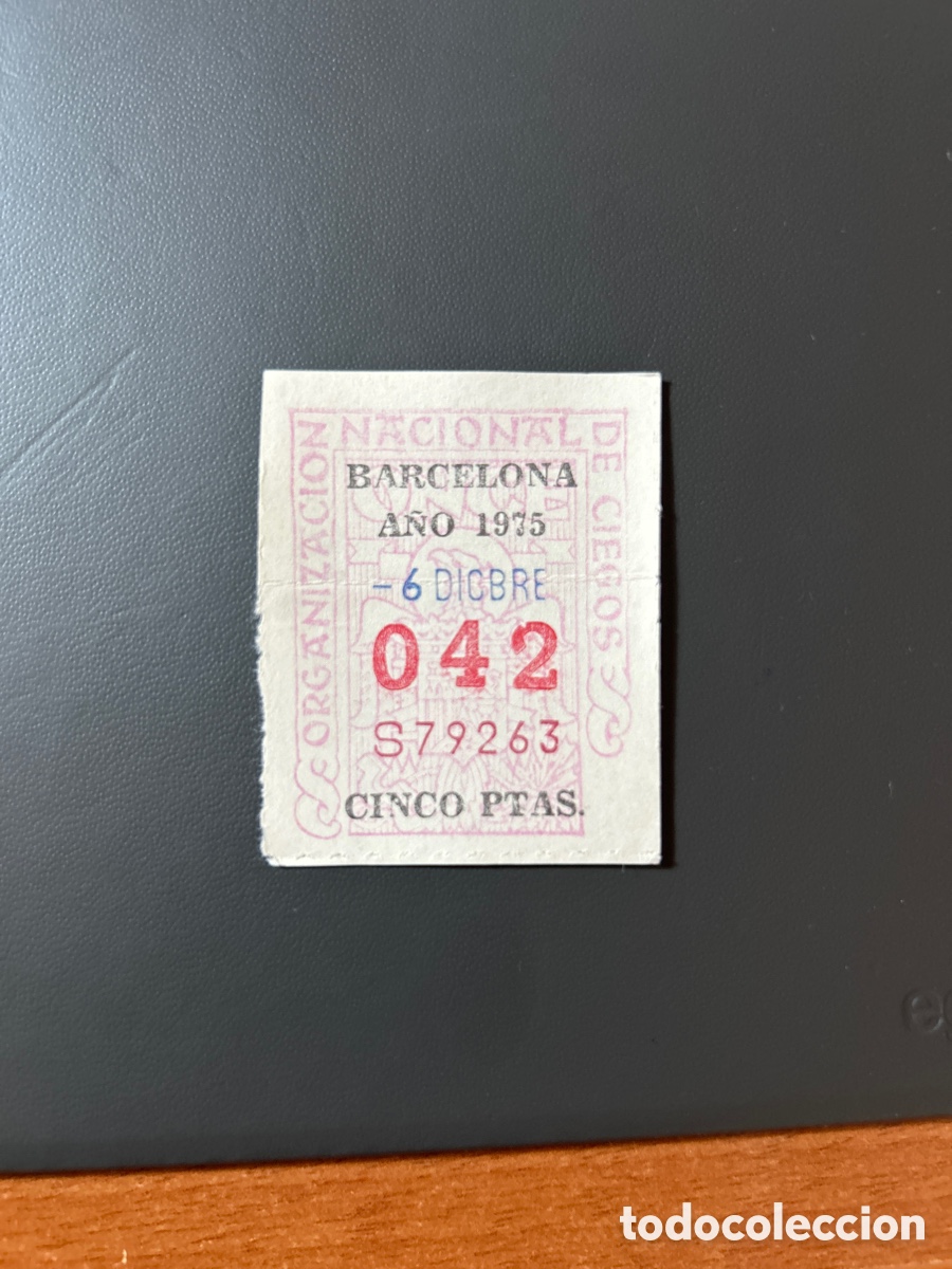 Cupones ONCE: Cupon Once A&ntilde;o 1975 Barcelona 6 Dic N&uacute;m 042 - Foto 1