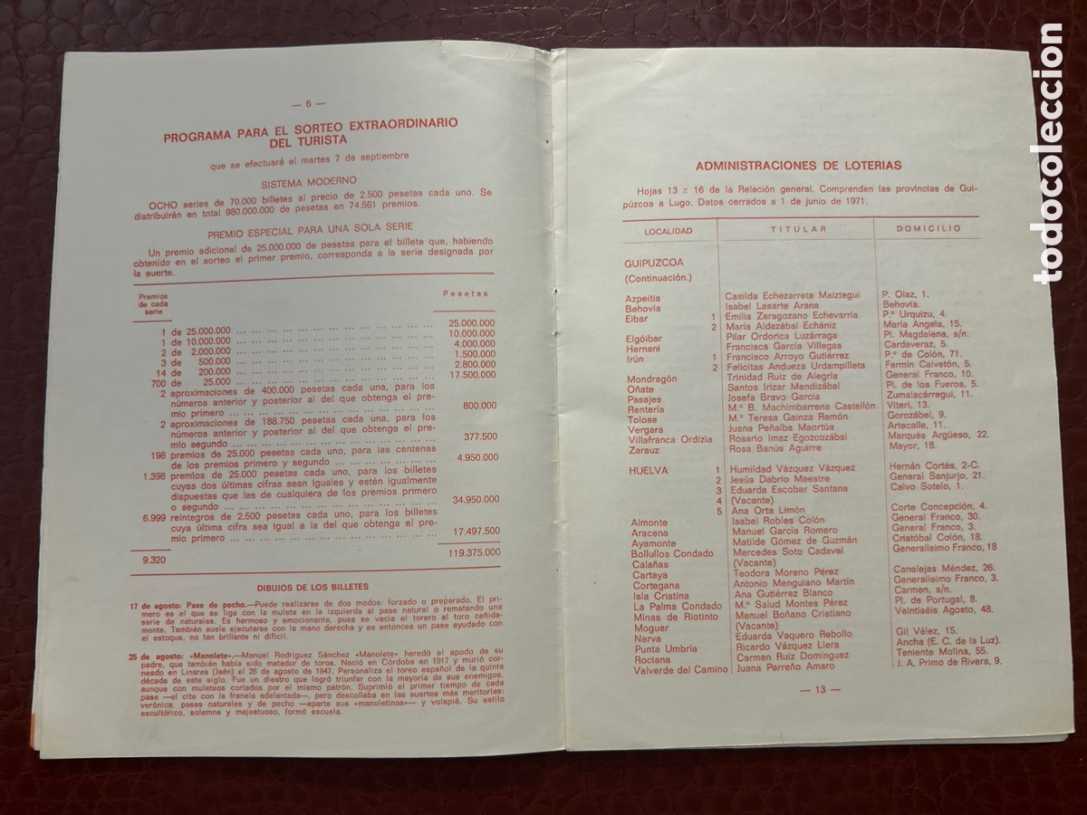 Cupones ONCE: Programa de Sorteos Loter&iacute;a Nacional 1971 tercer trimestre - Foto 4