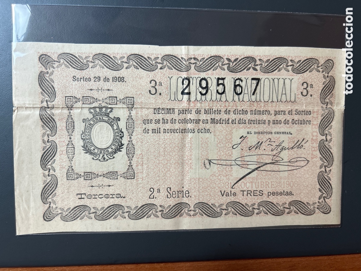 Cupones ONCE: Loteria A&ntilde;o 1908 Sorteo 29 Serie 2 - Foto 1