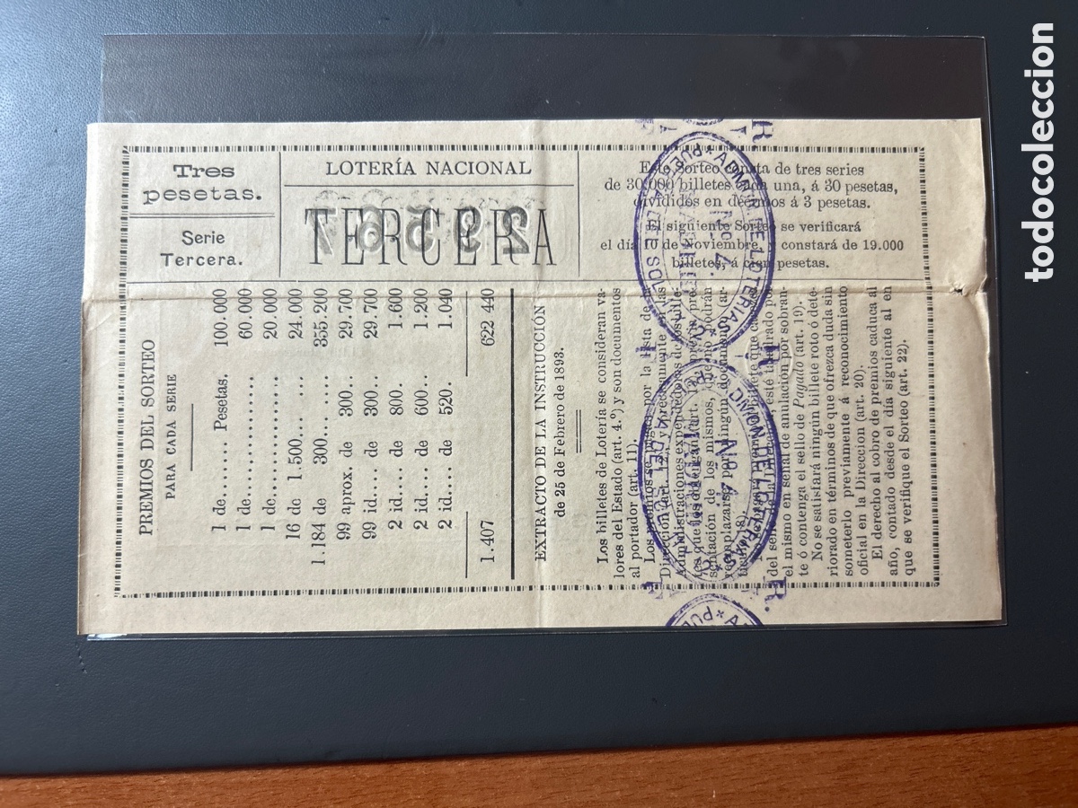 Cupones ONCE: Loteria A&ntilde;o 1908 Sorteo 29 Serie 3 - Foto 2