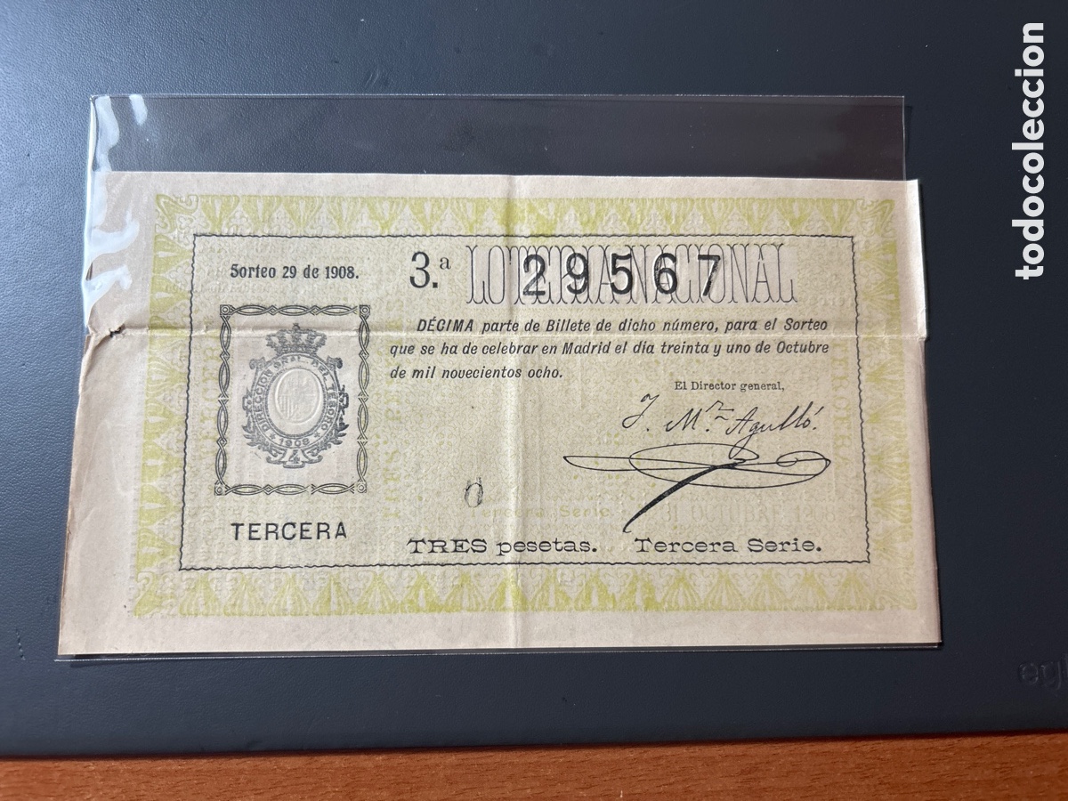 Cupones ONCE: Loteria A&ntilde;o 1908 Sorteo 29 Serie 3 - Foto 1